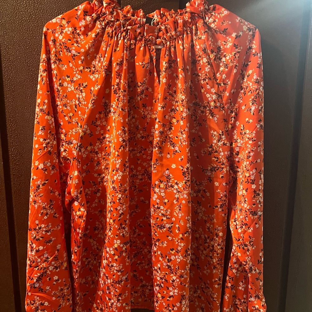 Ann Taylor Orange Floral Blouse